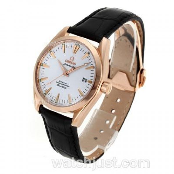Cheap UK Sale Omega Seamaster Automatic Replica Watch With White Dial For Men