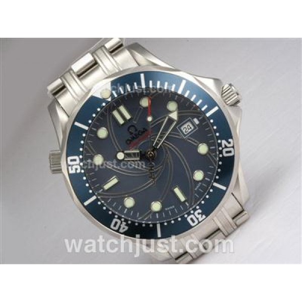 Best UK Sale Omega Seamaster Automatic Replica Watches With Blue Dials For Men