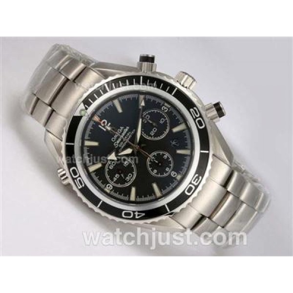 Waterproof UK Sale Omega Seamaster Automatic Fake Watches With Black Dials For Men
