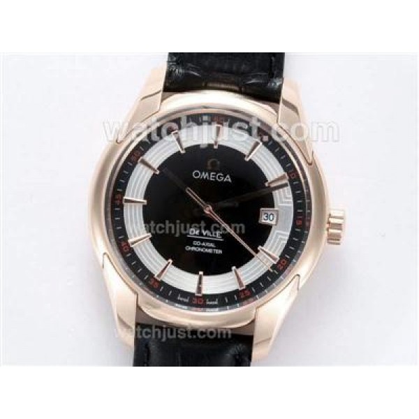 Perfect UK Sale Omega Hour Vision Automatic Fake Watch With Black And White Dial For Men