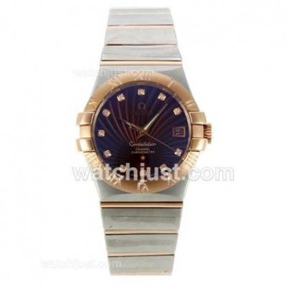 Best UK Omega Constellation Automatic Fake Watch With Brown Mother-of-pearl Dial For Women