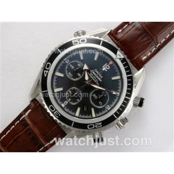 Waterproof UK Sale Omega Seamaster Automatic Fake Watches With Black Dials For Men