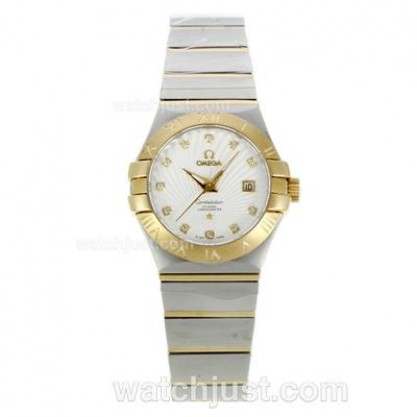 Best UK Omega Constellation Automatic Fake Watches With White Dials For Women