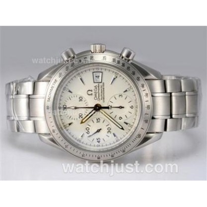 Perfect UK Sale Omega Speedmaster Automatic Replica Watches With White Dials For Men