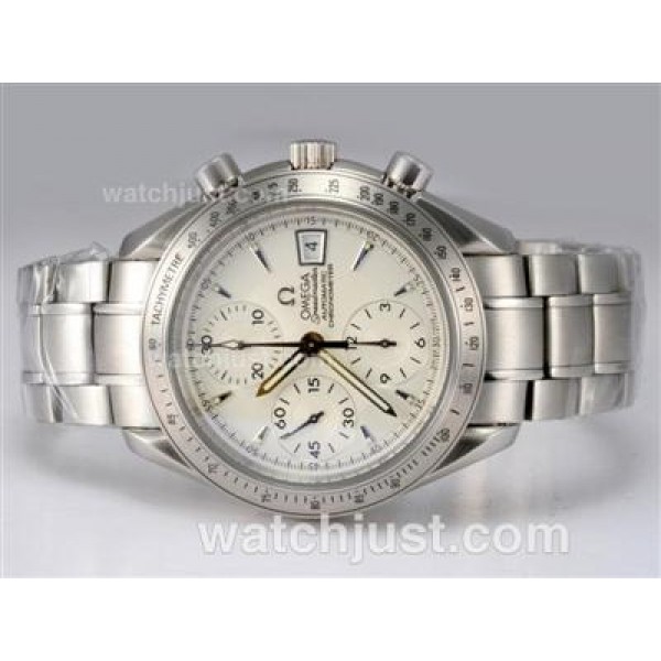 Perfect UK Sale Omega Speedmaster Automatic Replica Watches With White Dials For Men