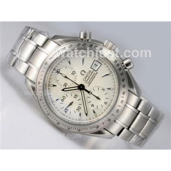 Perfect UK Sale Omega Speedmaster Automatic Replica Watches With White Dials For Men