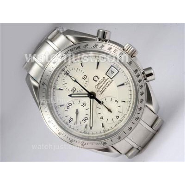 Perfect UK Sale Omega Speedmaster Automatic Replica Watches With White Dials For Men