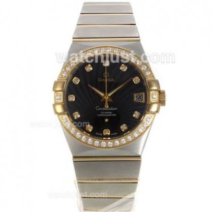 Best UK Omega Constellation Automatic Fake Watches With Black Dials For Women