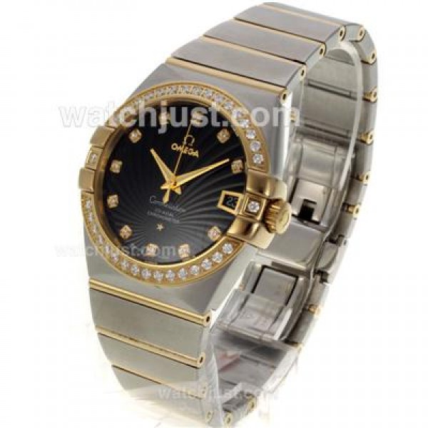 Best UK Omega Constellation Automatic Fake Watches With Black Dials For Women
