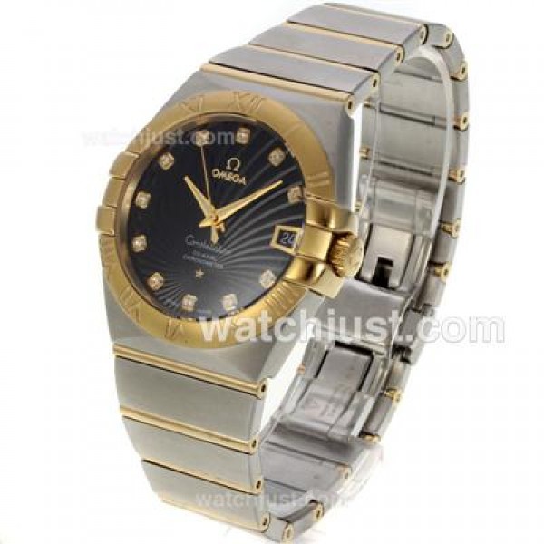 Best UK Omega Constellation Automatic Fake Watches With Black Dials For Men