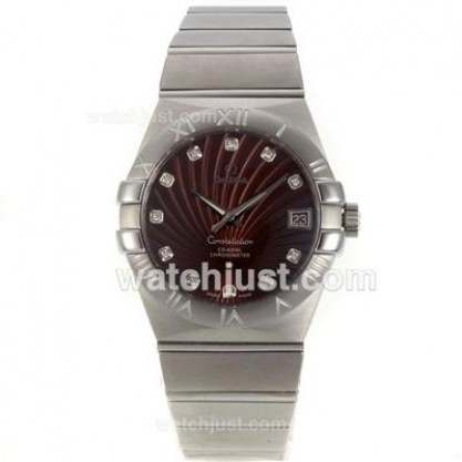 Best UK Sale Omega Constellation Automatic Replica Watches With Brown Dials For Men