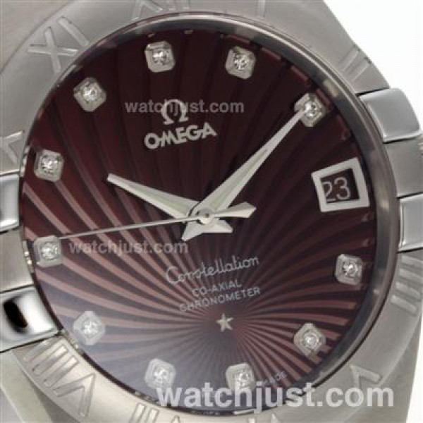 Best UK Sale Omega Constellation Automatic Replica Watches With Brown Dials For Men