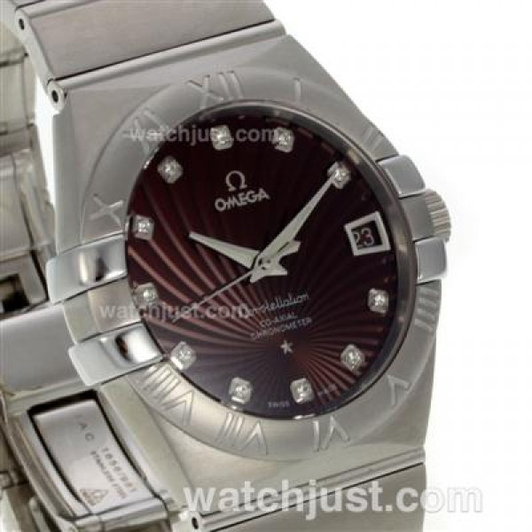 Best UK Sale Omega Constellation Automatic Replica Watches With Brown Dials For Men