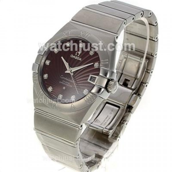 Best UK Sale Omega Constellation Automatic Replica Watches With Brown Dials For Men