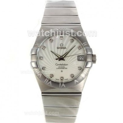 Perfect UK Omega Constellation Automatic Fake Watches With White Dials For Men