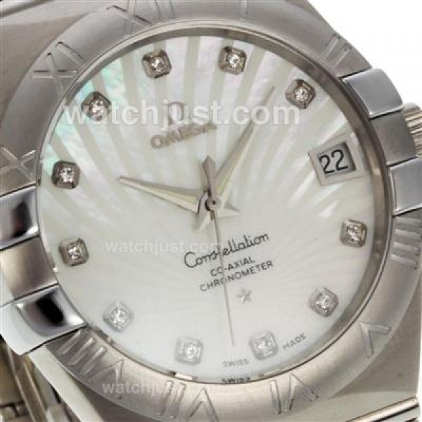 Perfect UK Omega Constellation Automatic Fake Watches With White Dials For Men