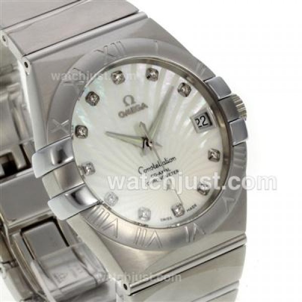 Perfect UK Omega Constellation Automatic Fake Watches With White Dials For Men