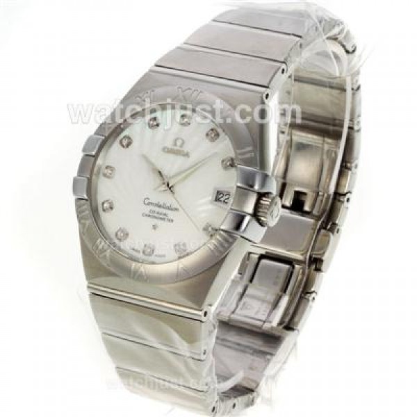Perfect UK Omega Constellation Automatic Fake Watches With White Dials For Men