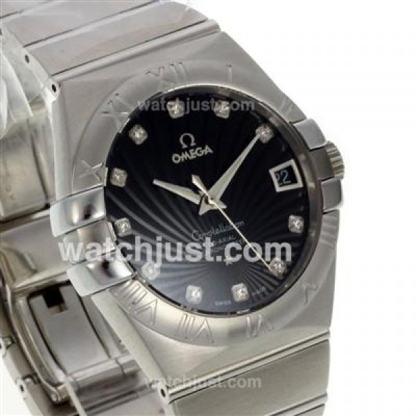 Cheap UK Sale Omega Constellation Automatic Replica Watches With Black Dials For Men