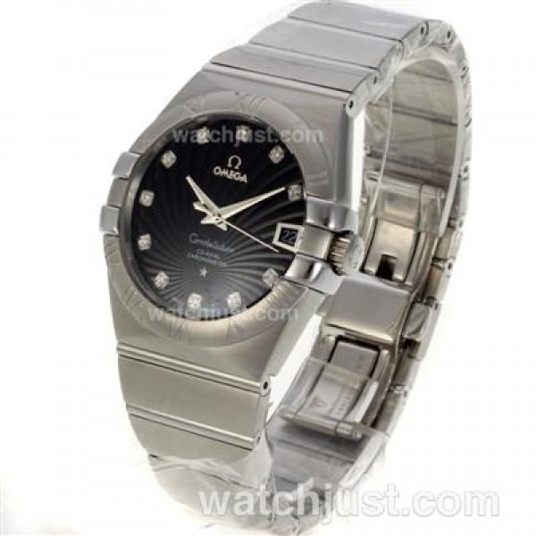 Cheap UK Sale Omega Constellation Automatic Replica Watches With Black Dials For Men
