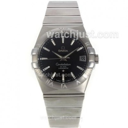 Quality UK Omega Constellation Automatic Replica Watches With Black Dials For Men