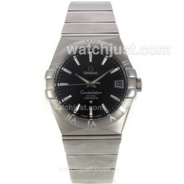 Quality UK Omega Constellation Automatic Replica Watches With Black Dials For Men