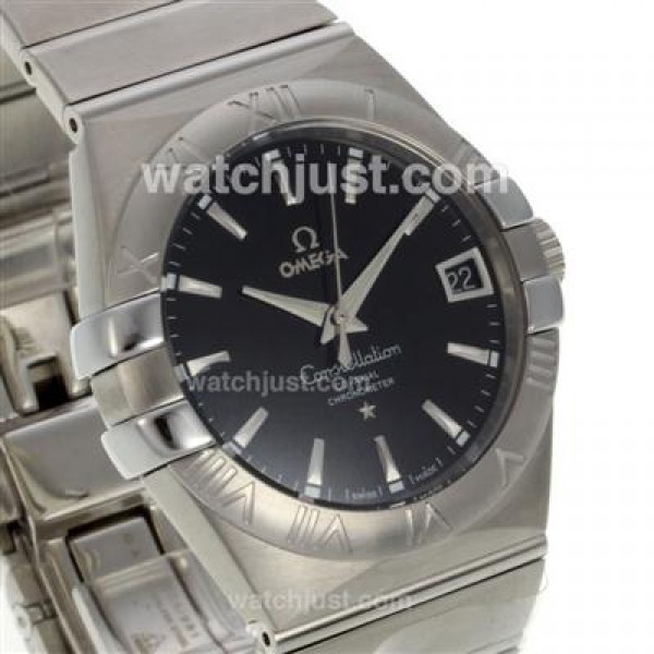 Quality UK Omega Constellation Automatic Replica Watches With Black Dials For Men