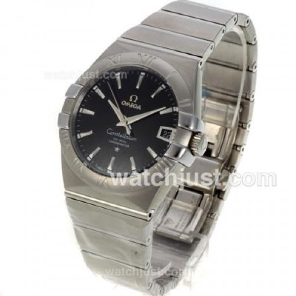 Quality UK Omega Constellation Automatic Replica Watches With Black Dials For Men