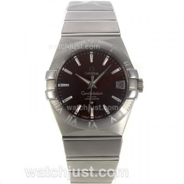 Cheap UK Omega Constellation Automatic Fake Watches With Brown Dials For Men