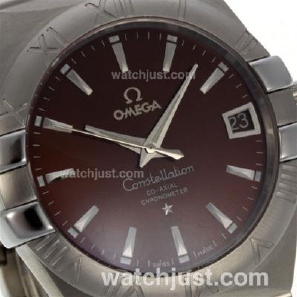 Cheap UK Omega Constellation Automatic Fake Watches With Brown Dials For Men
