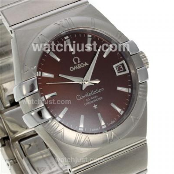 Cheap UK Omega Constellation Automatic Fake Watches With Brown Dials For Men