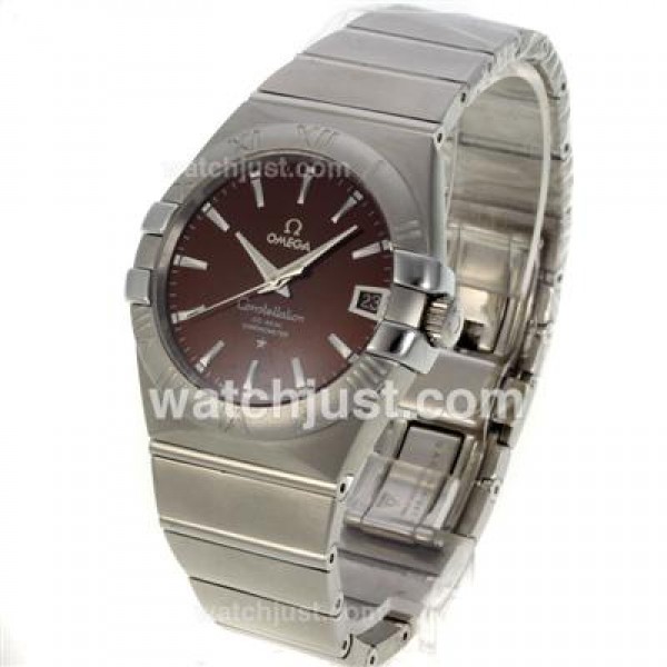 Cheap UK Omega Constellation Automatic Fake Watches With Brown Dials For Men