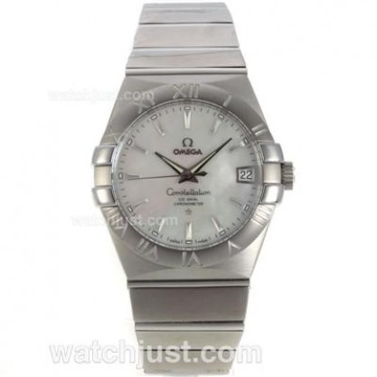 Cheap UK Omega Constellation Automatic Fake Watches With White Mother-of-pearl Dials For Women
