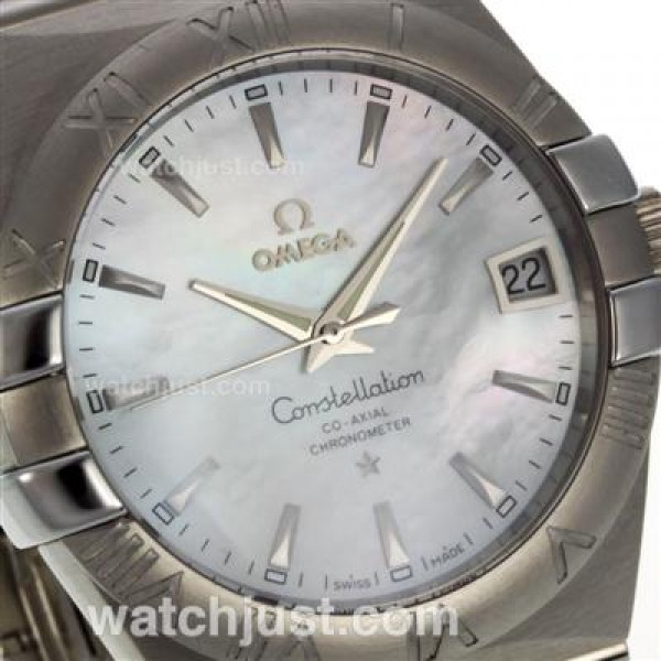 Cheap UK Omega Constellation Automatic Fake Watches With White Mother-of-pearl Dials For Women