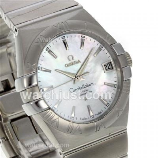 Cheap UK Omega Constellation Automatic Fake Watches With White Mother-of-pearl Dials For Women