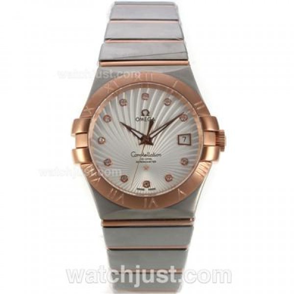 Perfect UK Omega Constellation Automatic Replica Watches With White Dials For Women