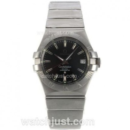 Cheap UK Omega Constellation Automatic Fake Watches With Black Dials For Men