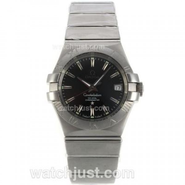 Cheap UK Omega Constellation Automatic Fake Watches With Black Dials For Men