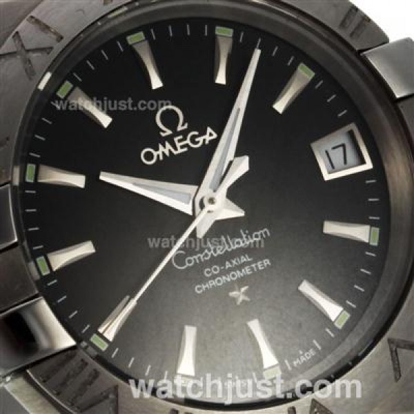 Cheap UK Omega Constellation Automatic Fake Watches With Black Dials For Men