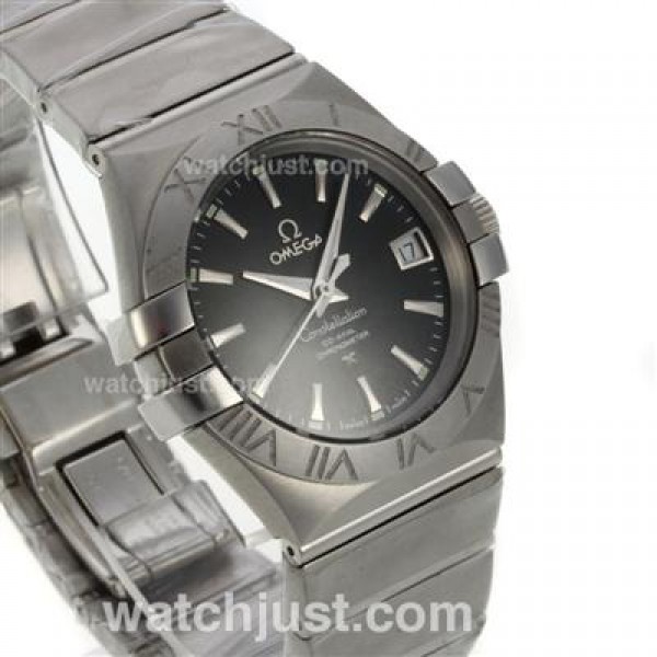 Cheap UK Omega Constellation Automatic Fake Watches With Black Dials For Men