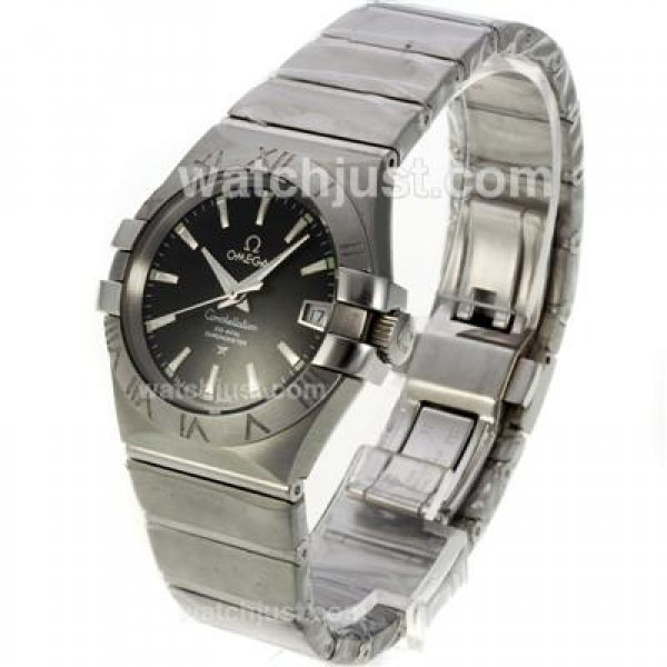 Cheap UK Omega Constellation Automatic Fake Watches With Black Dials For Men