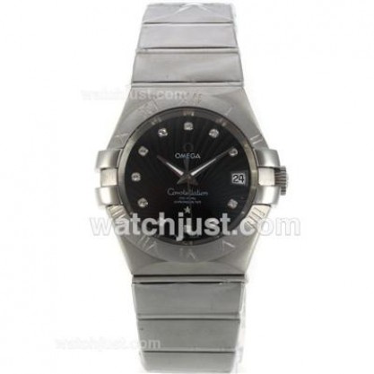 Best UK Omega Constellation Automatic Replica Watches With Black Dials For Men