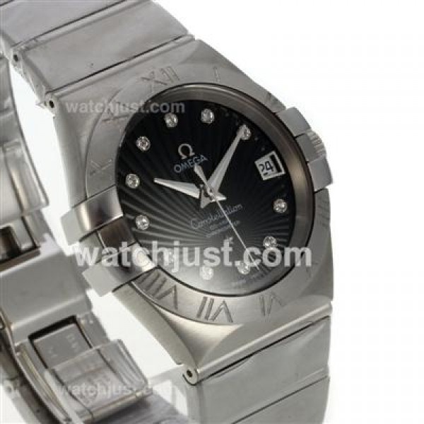 Best UK Omega Constellation Automatic Replica Watches With Black Dials For Men