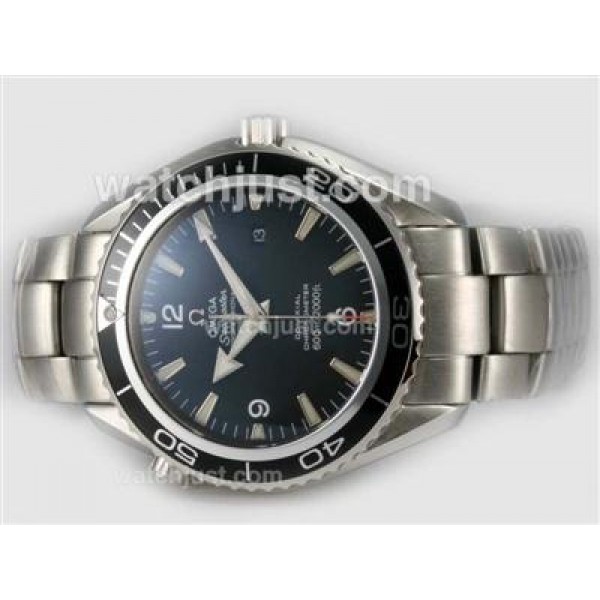 Cheap UK Sale Omega Seamaster Automatic Fake Watches With Black Dials For Men