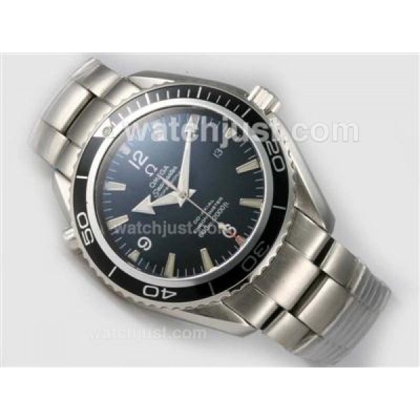Cheap UK Sale Omega Seamaster Automatic Fake Watches With Black Dials For Men