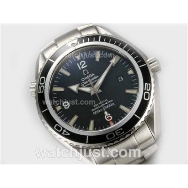 Cheap UK Sale Omega Seamaster Automatic Fake Watches With Black Dials For Men