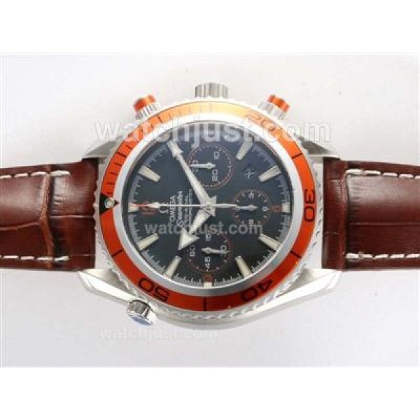 Waterproof UK Omega Seamaster Automatic Fake Watches With Black Dials For Men
