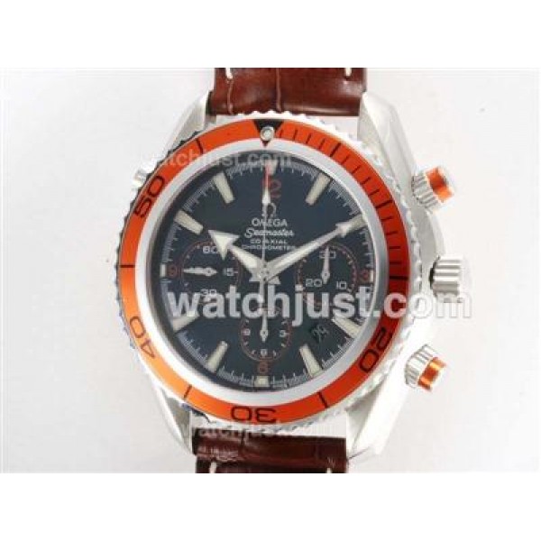 Waterproof UK Omega Seamaster Automatic Fake Watches With Black Dials For Men