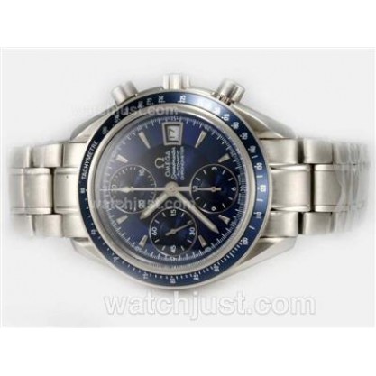 Practical UK Sale Omega Speedmaster Automatic Fake Watches With Blue Dials For Men