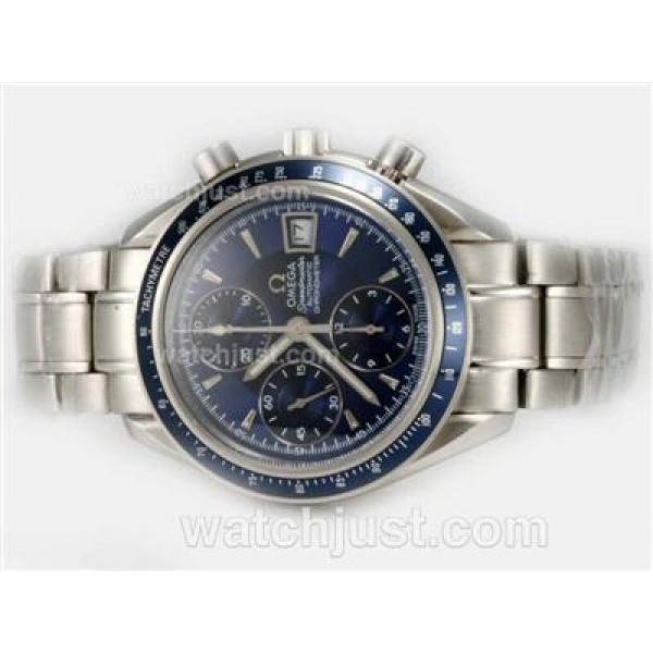 Practical UK Sale Omega Speedmaster Automatic Fake Watches With Blue Dials For Men